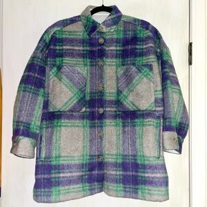 Plaid Wool Blend Coat